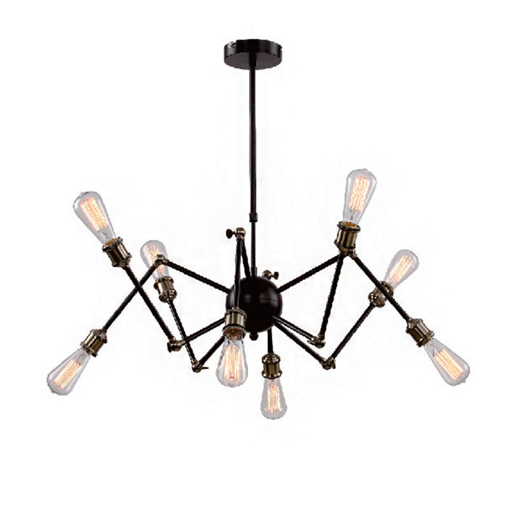 Black Spider Arm Frame Ceiling Fixture with Brass Accents and Edison by Bethel