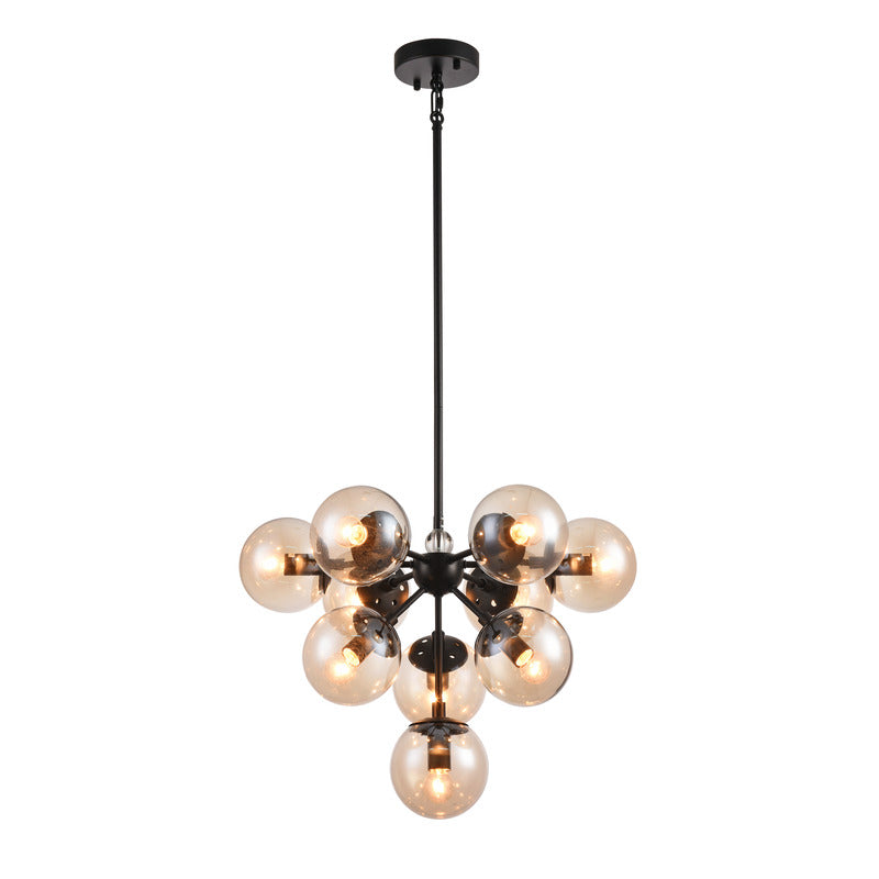 Black Matte Black Glass Chandelier by Bethel