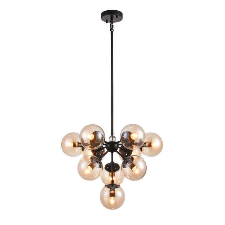 Black Matte Black Glass Chandelier by Bethel