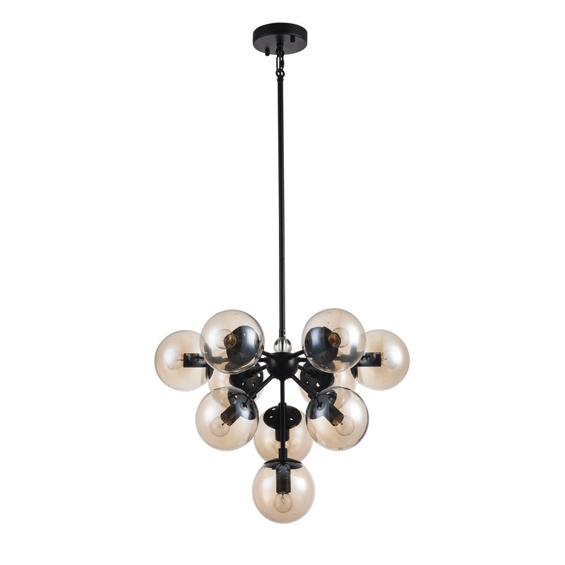 Black Matte Black Glass Chandelier by Bethel - view 2