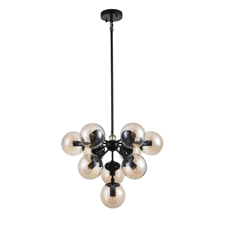 Black Matte Black Glass Chandelier by Bethel - view 2