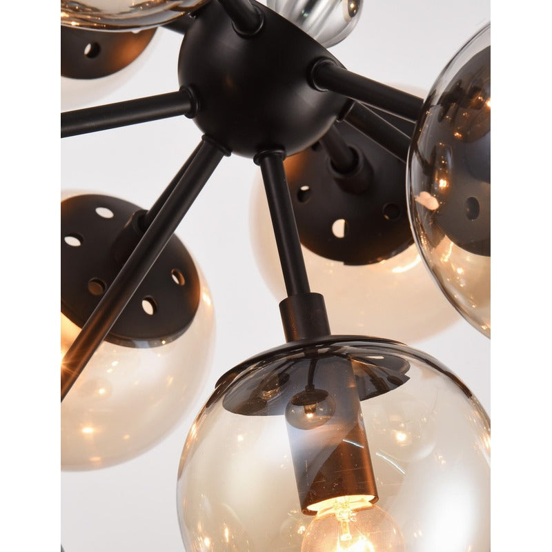 Black Matte Black Glass Chandelier by Bethel - view 3