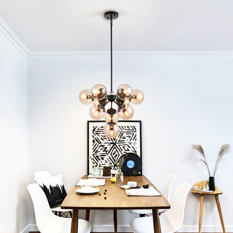 Black Matte Black Glass Chandelier by Bethel - view 4