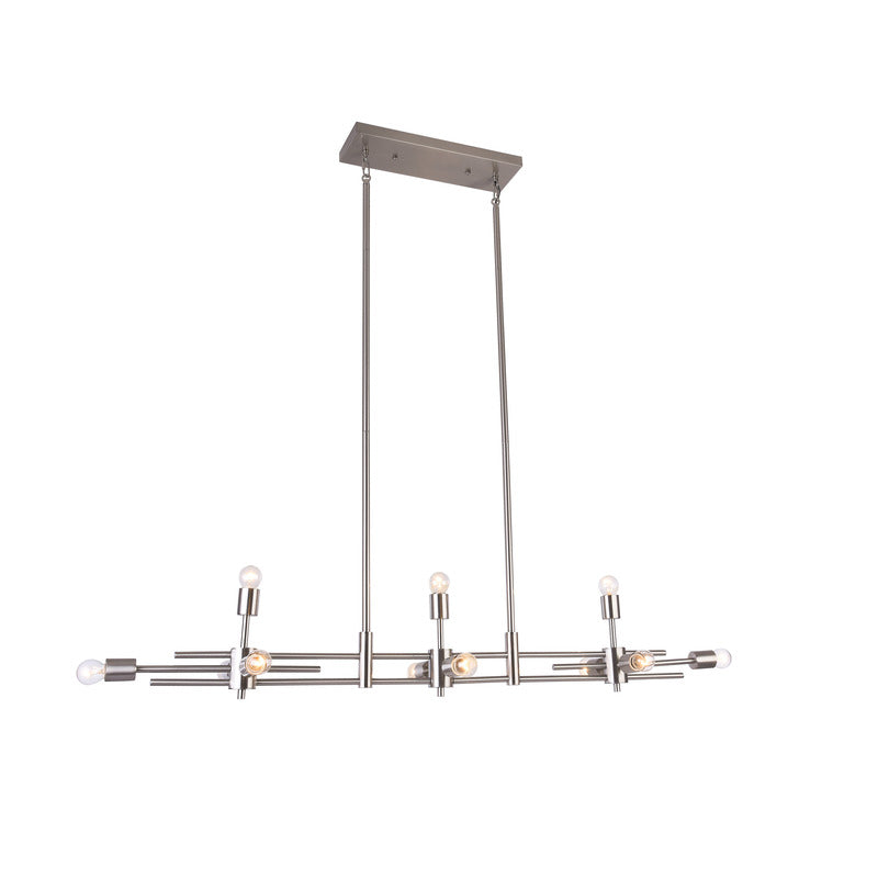 Rectangular Frame with Visible Chandelier in Shiny Nickel by Bethel