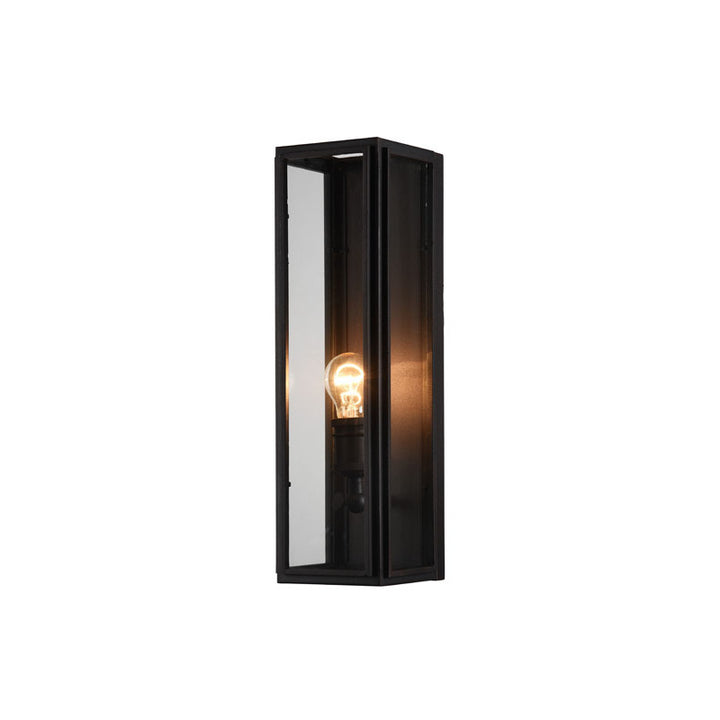 Black Rectangular Frame Wall Sconce with Clear Glass Shade by Bethel