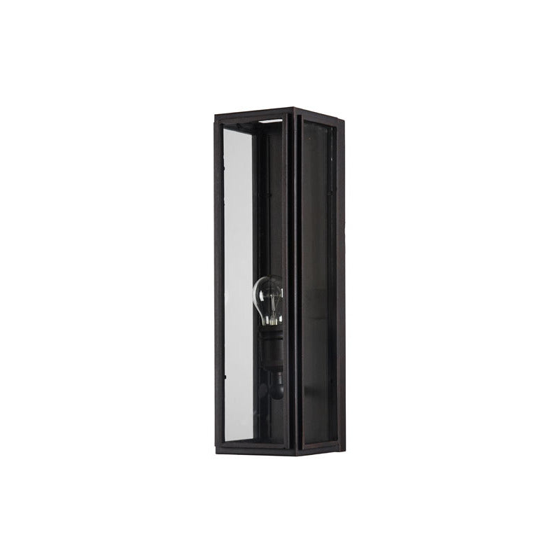 Black Rectangular Frame Wall Sconce with Clear Glass Shade by Bethel - view 2