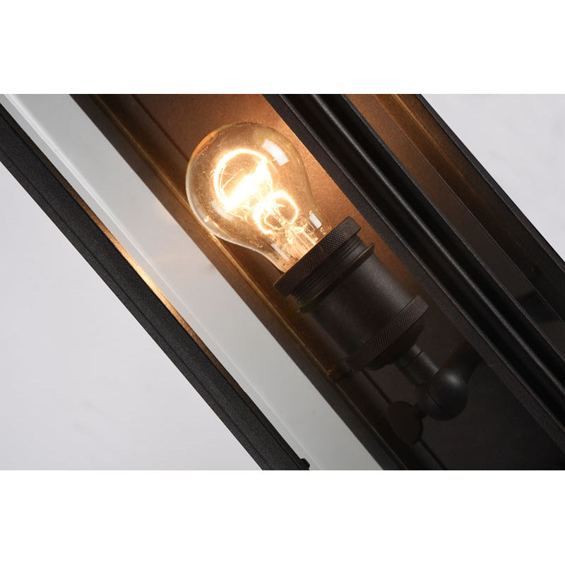 Black Rectangular Frame Wall Sconce with Clear Glass Shade by Bethel - view 3