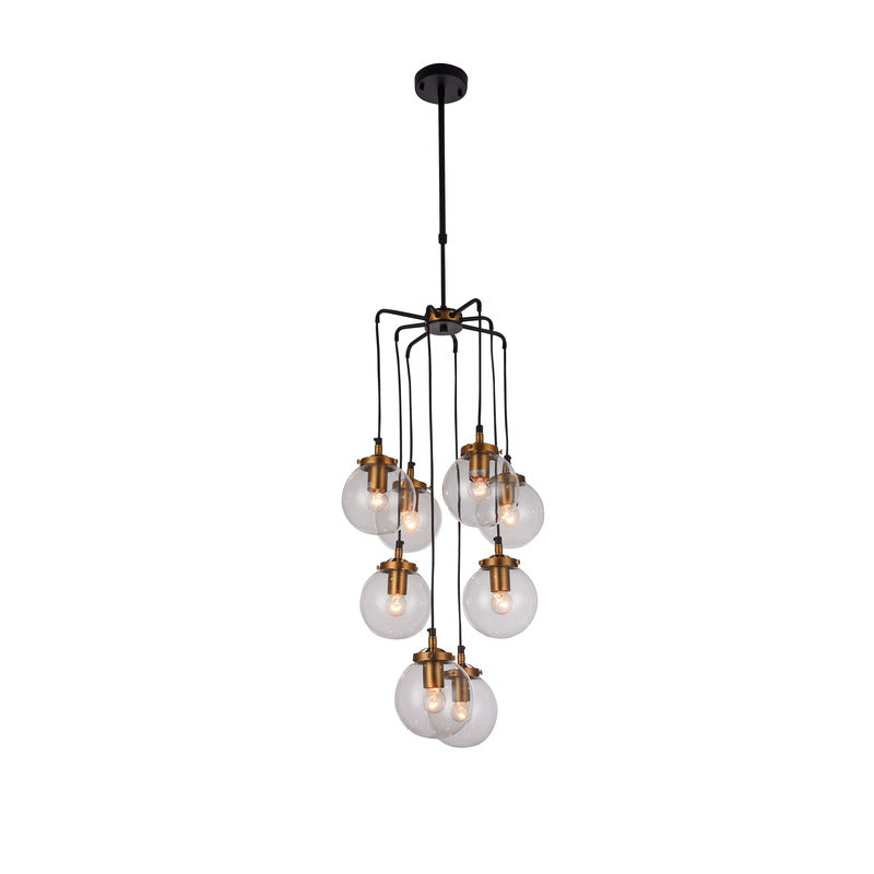Black Frame Light Fixture with Matte Brass Sockets &amp; Hardware