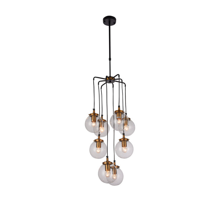 Black Frame Light Fixture with Matte Brass Sockets &amp; Hardware