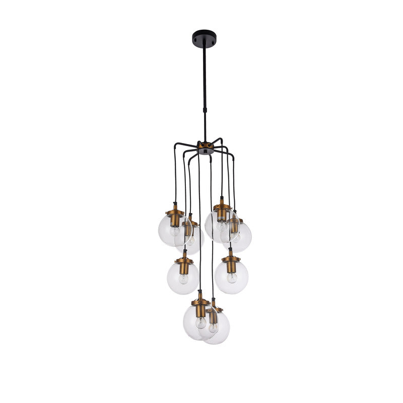 Black Frame Light Fixture with Matte Brass Sockets & Hardware by Bethel - view 2
