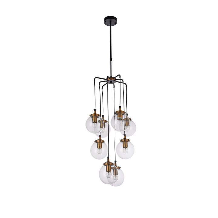 Black Frame Light Fixture with Matte Brass Sockets &amp; Hardware