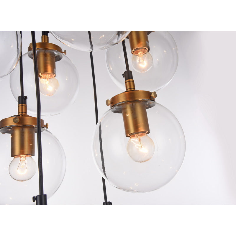 Black Frame Light Fixture with Matte Brass Sockets &amp; Hardware