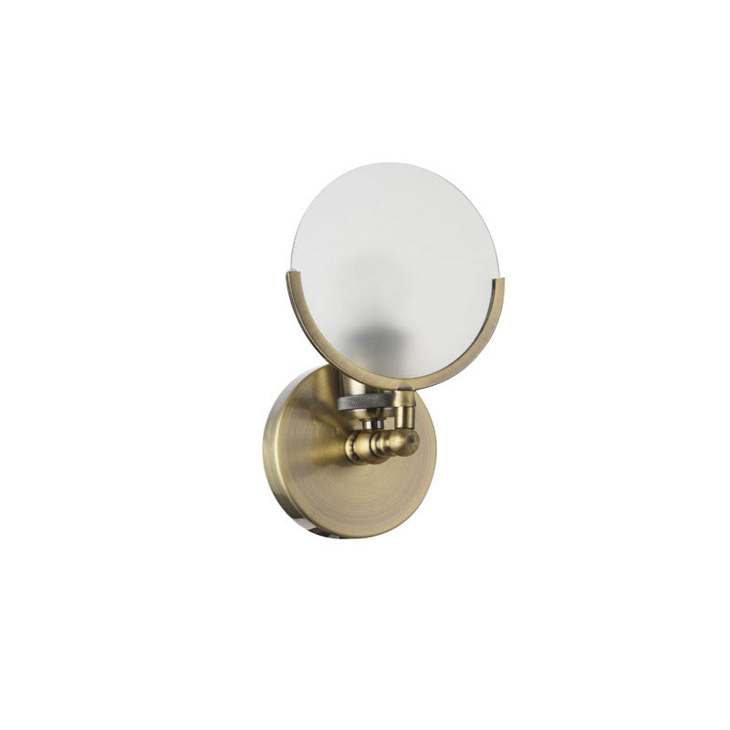 Iron Frame Wall Sconce with Round Frosted Glass Shade Back Plate by Bethel - view 2