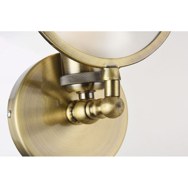 Iron Frame Wall Sconce with Round Frosted Glass Shade Back Plate by Bethel - view 3