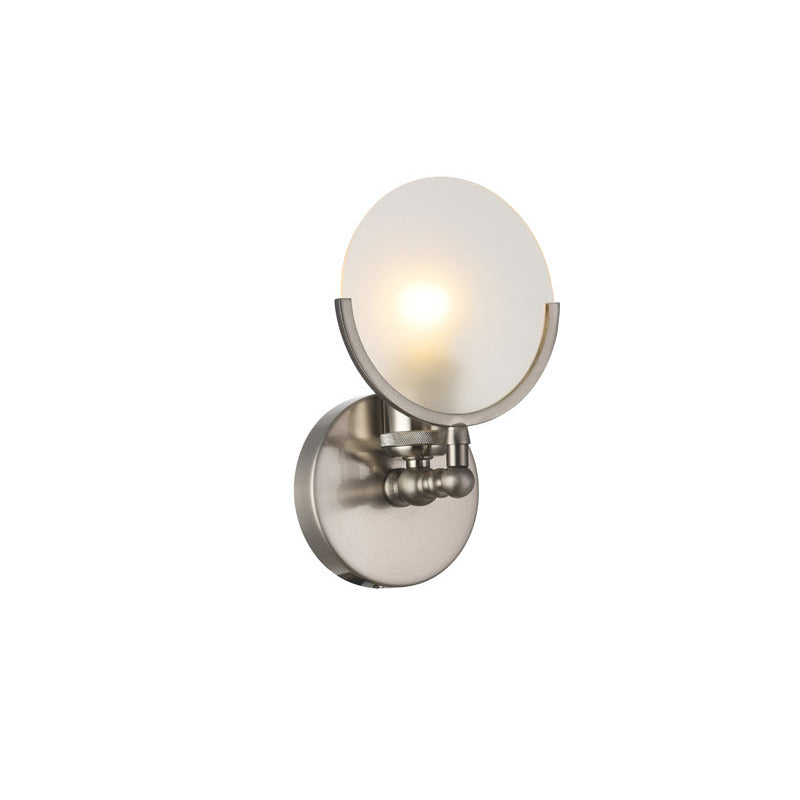 Iron Frame Wall Sconce with Round Frosted Glass Shade Back Plate by Bethel - view 7