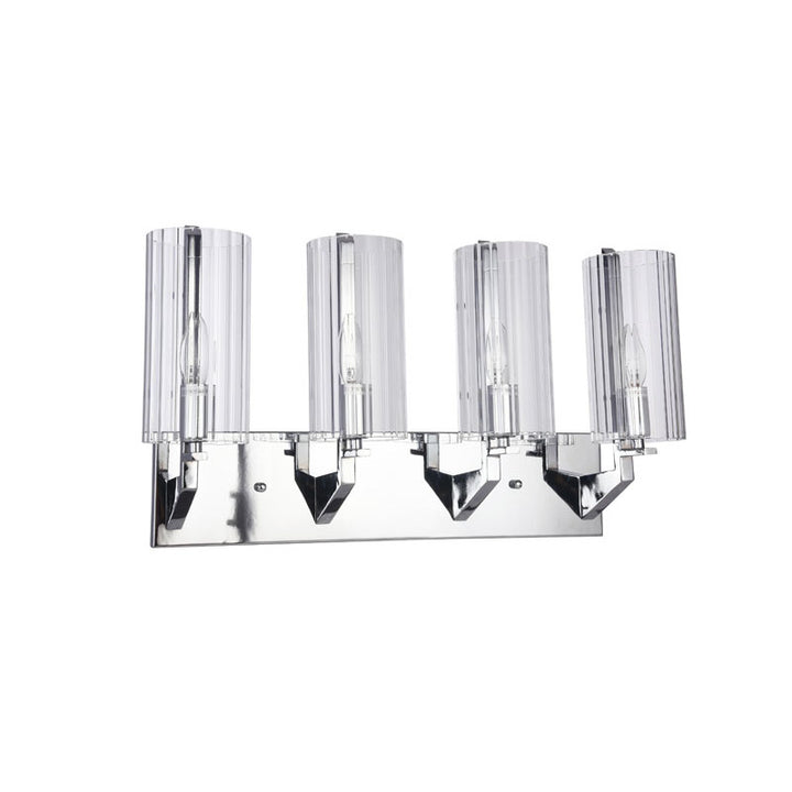 Chrome Frame Four Light Wall Sconce with Clear Glass Cylinder Shades by Bethel - view 2
