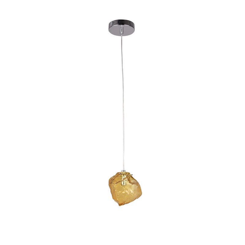 Distorted Glass Single Pendant Light with Hardware by Bethel - view 2