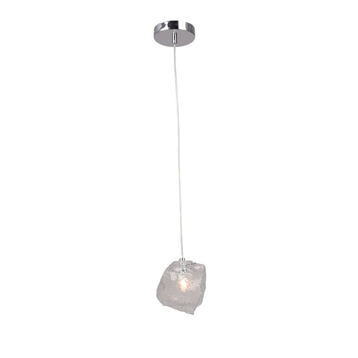 Distorted Glass Single Pendant Light with Hardware in Chrome by Bethel