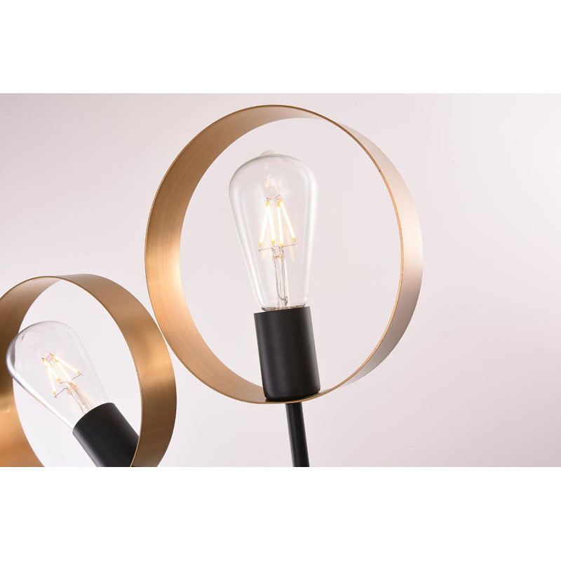 Two Light Black &amp; Gold Metal Frame Wall Sconce Size: L17.1" H20.9"