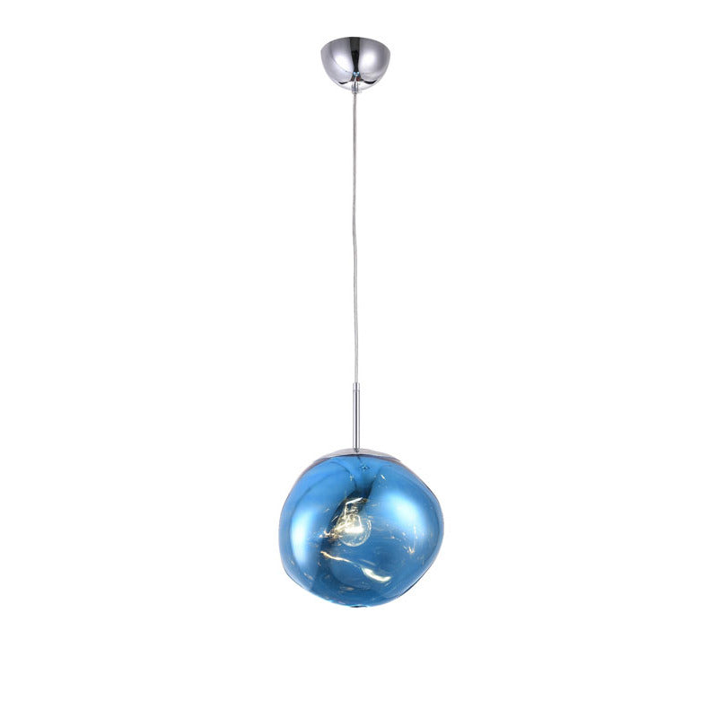 Orb Acrylic Single Pendant Light with Hardware in Blue by Bethel