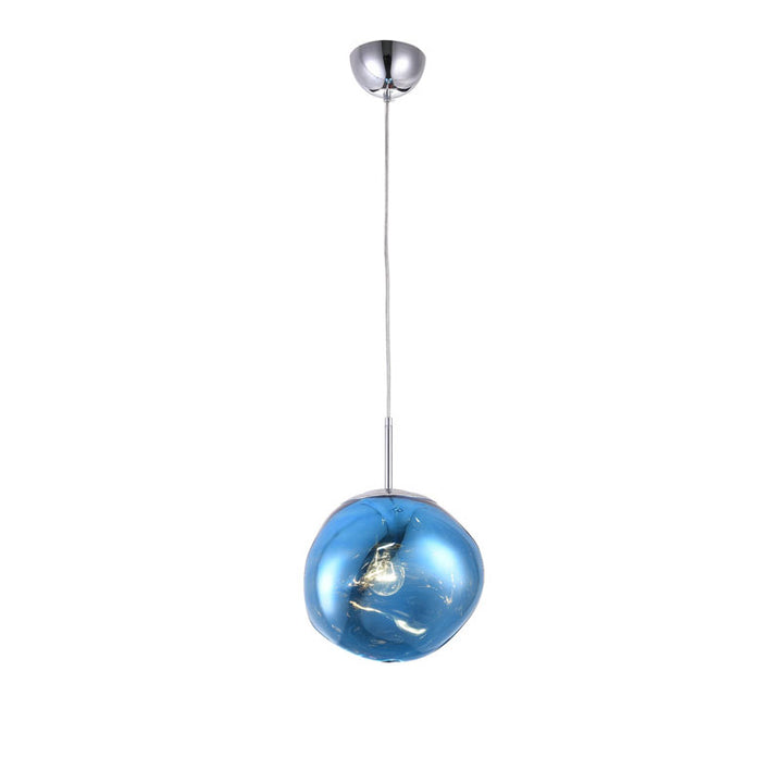 Orb Acrylic Single Pendant Light with Hardware in Blue by Bethel