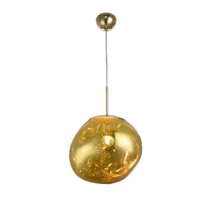 Single Pendant Acrylic Orb Light with Hardware in Gold by Bethel