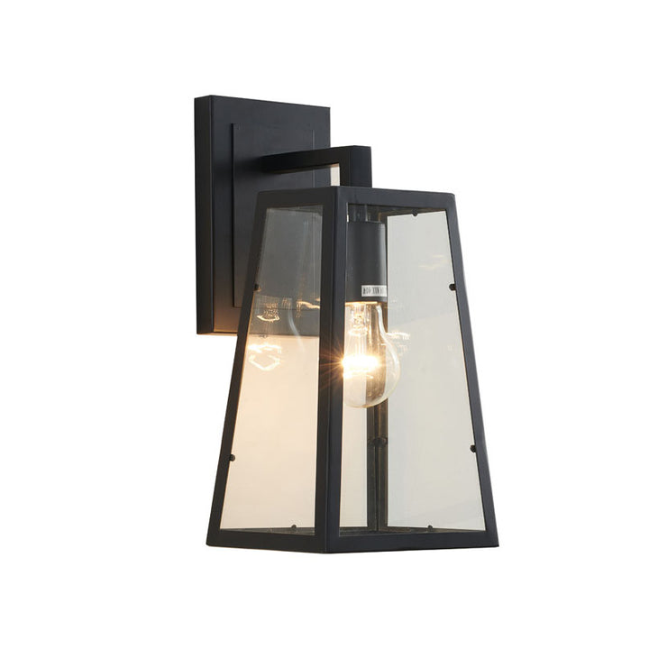Black Framed Wall Sconce with Clear Glass Shade by Bethel