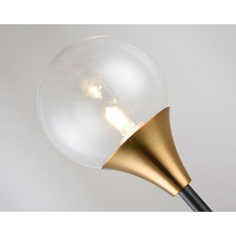 Black and Gold Frame Wall Sconce with Clear Glass Globe Shade by Bethel - view 3