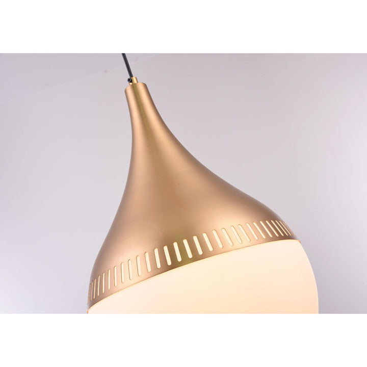Metal Frame Single Pendant Light with Milk Glass Shade by Bethel - view 8