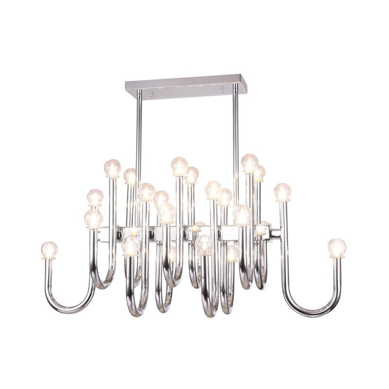 Arched Arm Ceiling Fixture with Clear Glass Shades in Chrome by Bethel