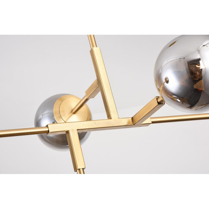Gold Metal Frame Ceiling Fixture with Smoke Glass Shades by Bethel - view 3