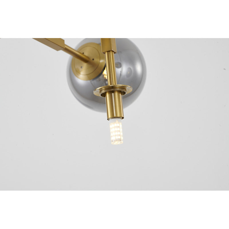 Gold Metal Frame Ceiling Fixture with Smoke Glass Shades by Bethel - view 6