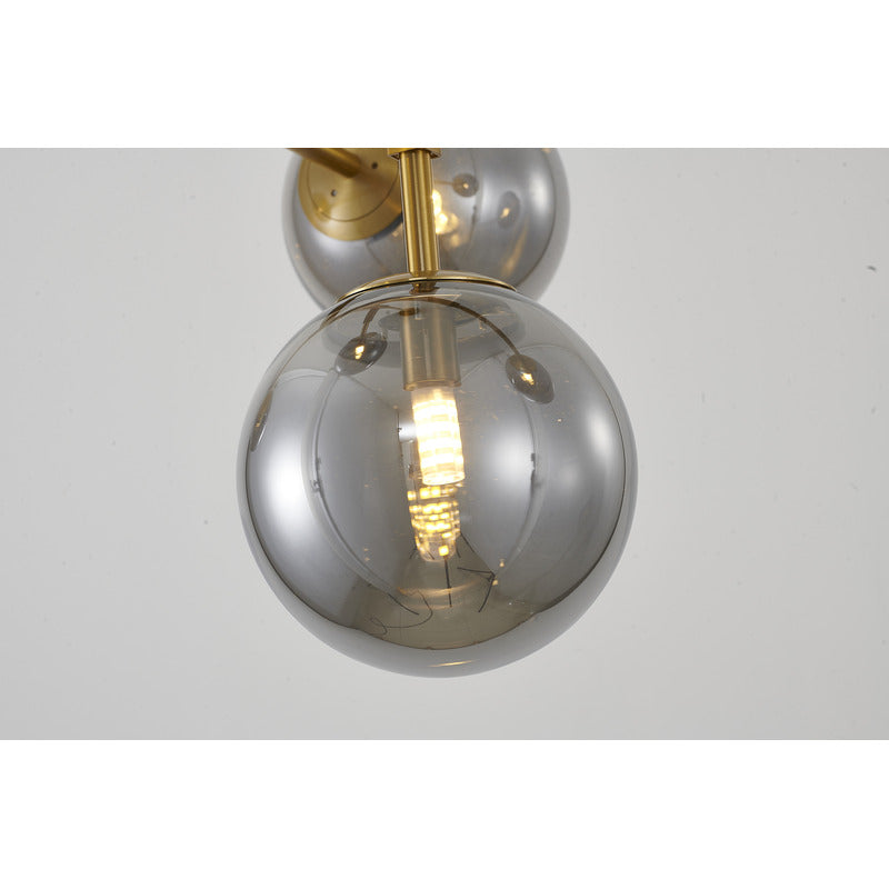 Gold Metal Frame Ceiling Fixture with Smoke Glass Shades by Bethel - view 7