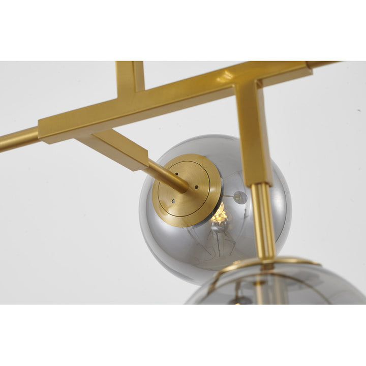 Gold Metal Frame Ceiling Fixture with Smoke Glass Shades by Bethel - view 9