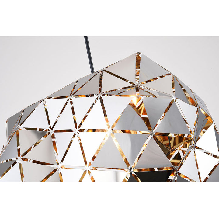 Single Pendant Chrome Metal Orb Frame Light by Bethel - view 3