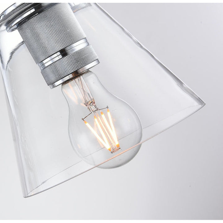 Chrome Metal Frame Wall Sconce with Clear Glass Cone Shade by Bethel - view 3