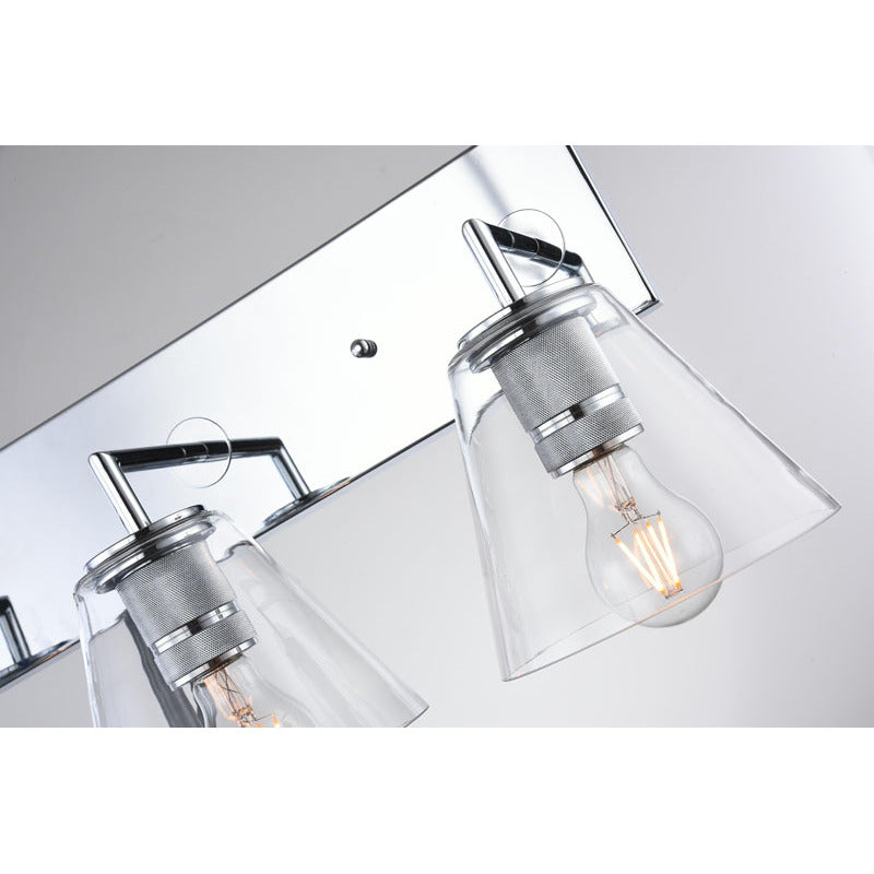 Chrome Metal Frame Wall Sconce with Clear Glass Cone Shade by Bethel - view 4