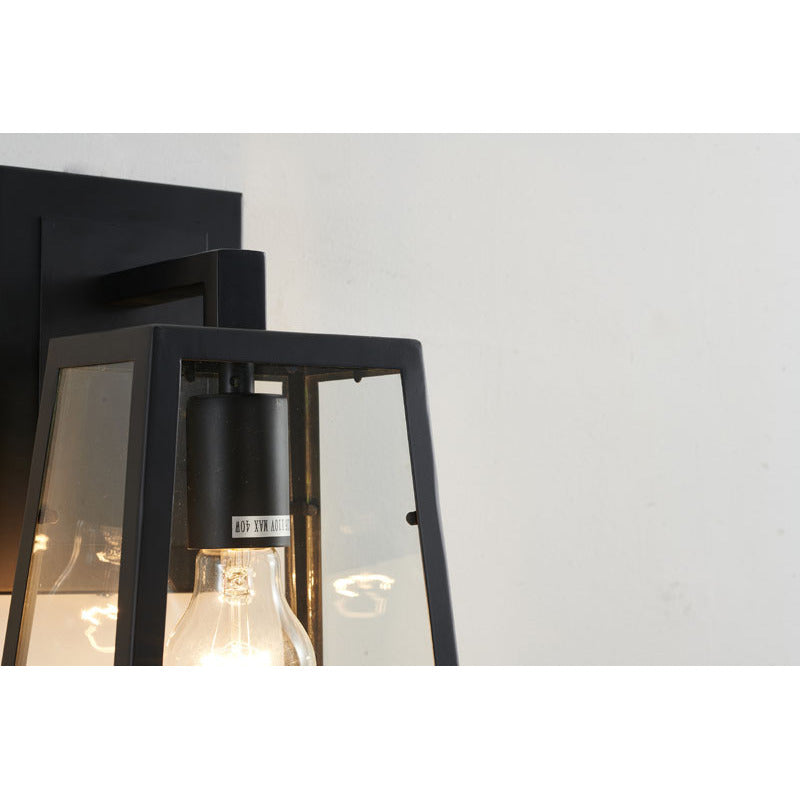 Black Framed Wall Sconce with Clear Glass Shade by Bethel - view 3