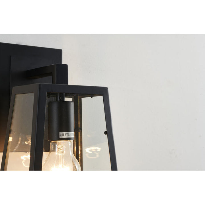 Black Framed Wall Sconce with Clear Glass Shade by Bethel - view 3