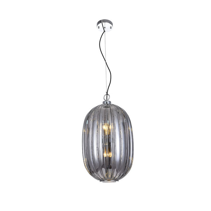 Smoke Glass Single Pendant Light with Chrome Hardware by Bethel