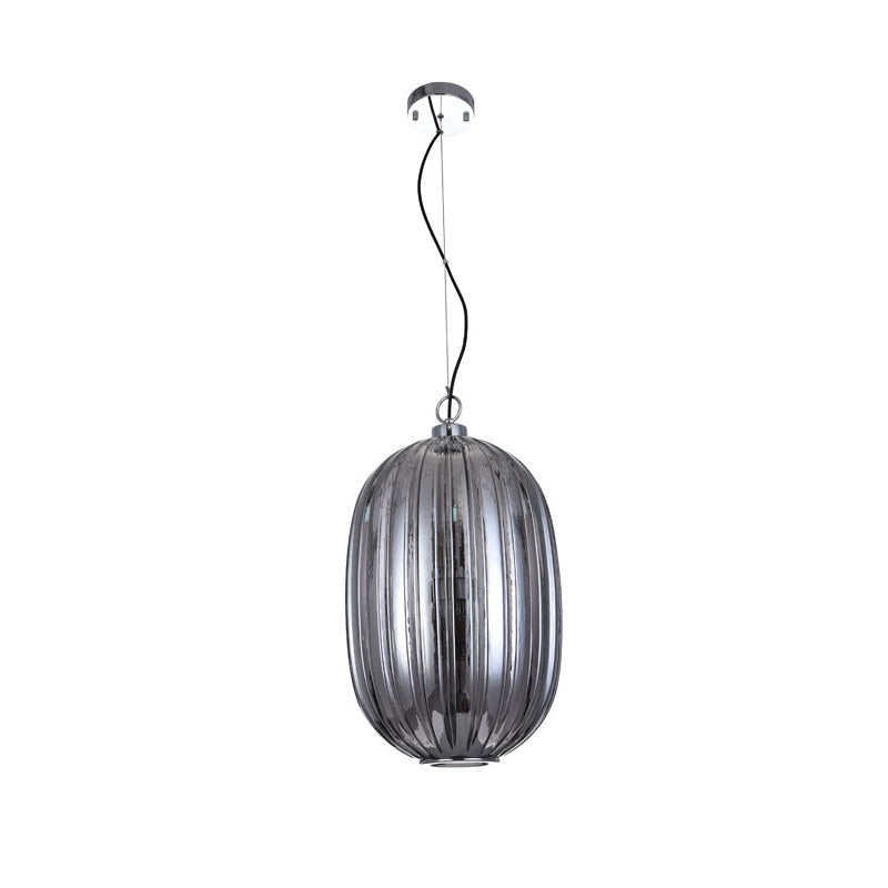 Smoke Glass Single Pendant Light with Chrome Hardware by Bethel - view 2