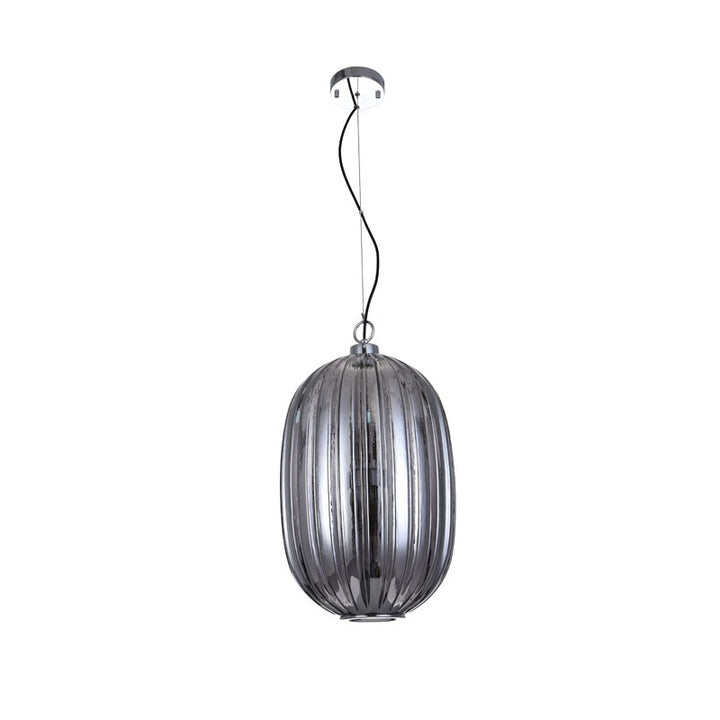 Smoke Glass Single Pendant Light with Chrome Hardware by Bethel - view 2