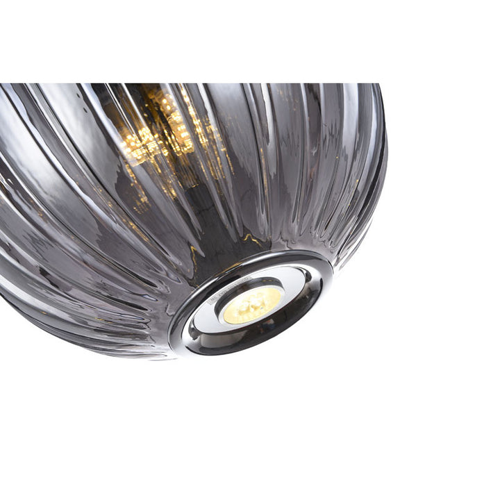 Smoke Glass Single Pendant Light with Chrome Hardware by Bethel - view 3