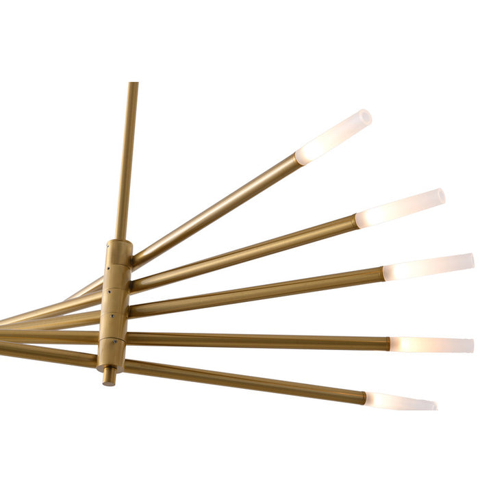 Frame Match Stick Arm Chandelier with Frosted Glass Shades in Gold by Bethel