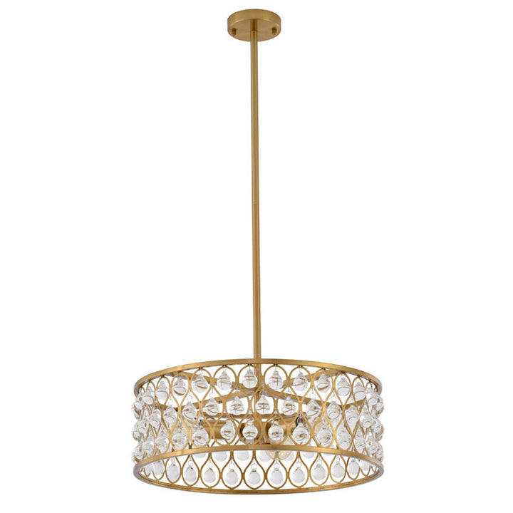 Gold Metal Framed Chandelier with Clear Crystal Hanging Drops by Bethel - view 2
