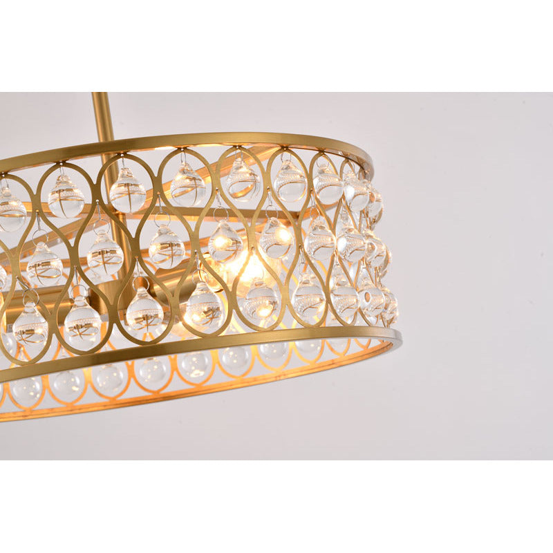 Gold Metal Framed Chandelier with Clear Crystal Hanging Drops by Bethel - view 4