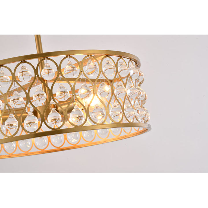 Gold Metal Framed Chandelier with Clear Crystal Hanging Drops by Bethel - view 4