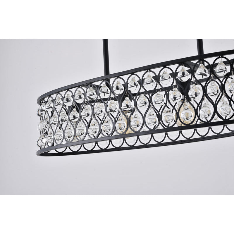 Oval Framed Chandelier with Clear Crystal Hanging Drops by Bethel - view 3