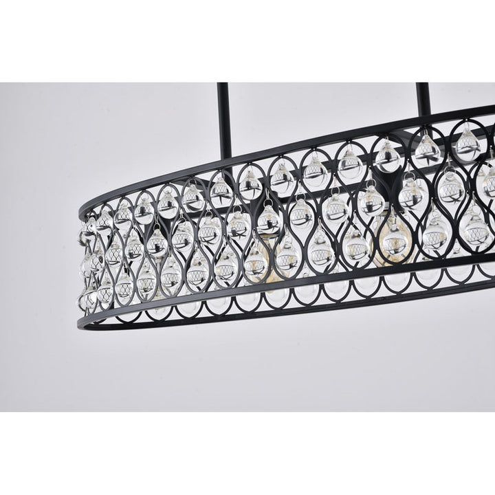 Oval Framed Chandelier with Clear Crystal Hanging Drops by Bethel - view 3