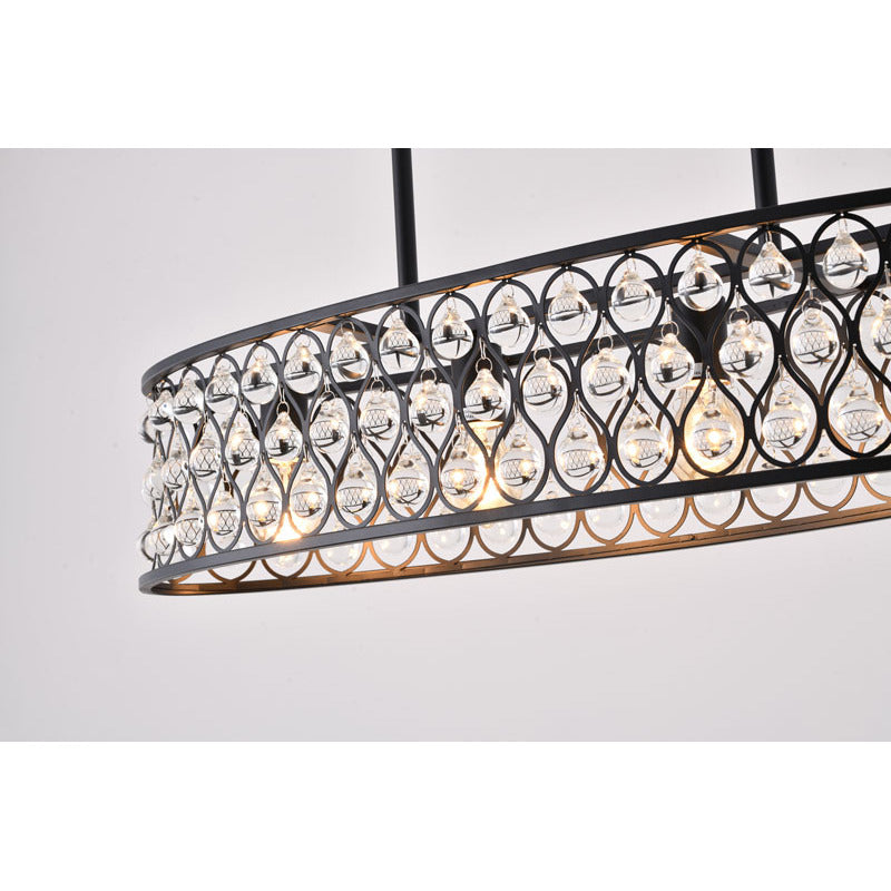 Oval Framed Chandelier with Clear Crystal Hanging Drops by Bethel - view 4